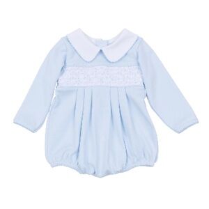 Magnolia baby classic blue smocked bubble
